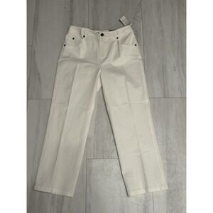 Peck and Peck Womens Eva Cropped High Waisted Stretch Pant 2 White NWT
